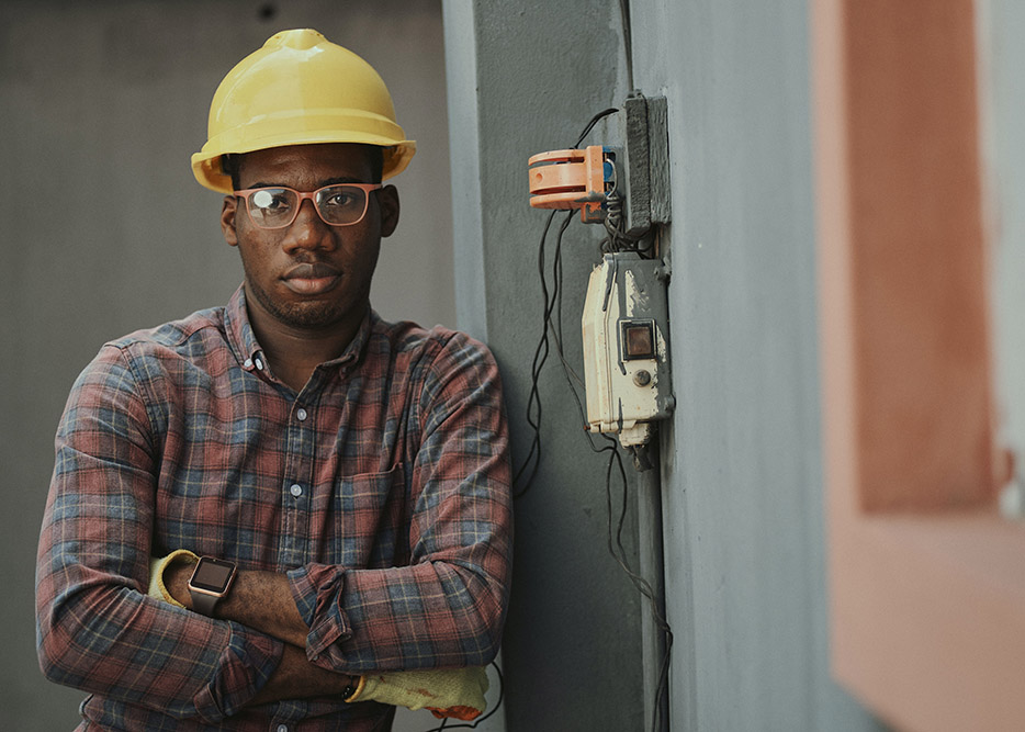 Construction Employee with Glasses