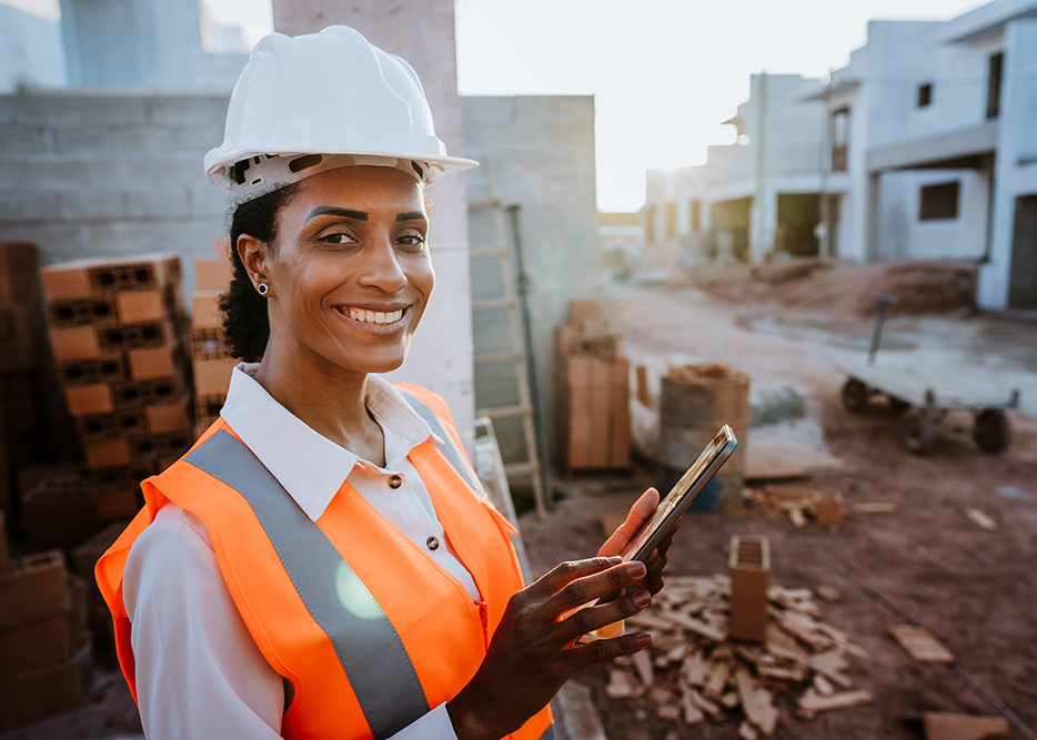 Female Construction Worker holding clipboard