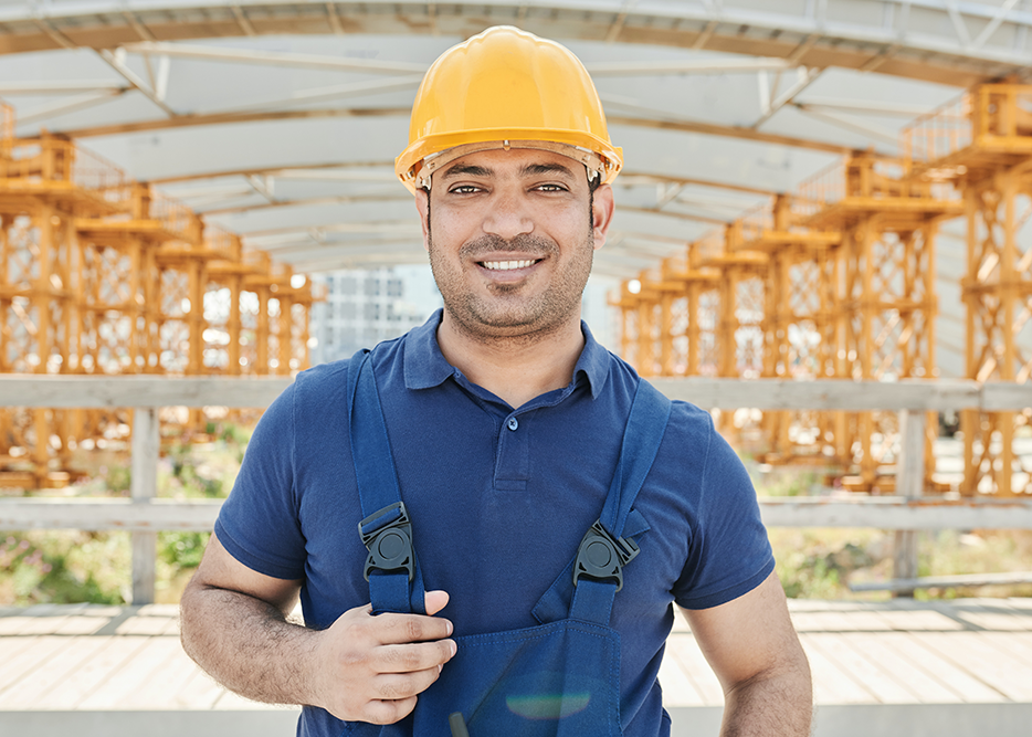 Man with yellow hard hat