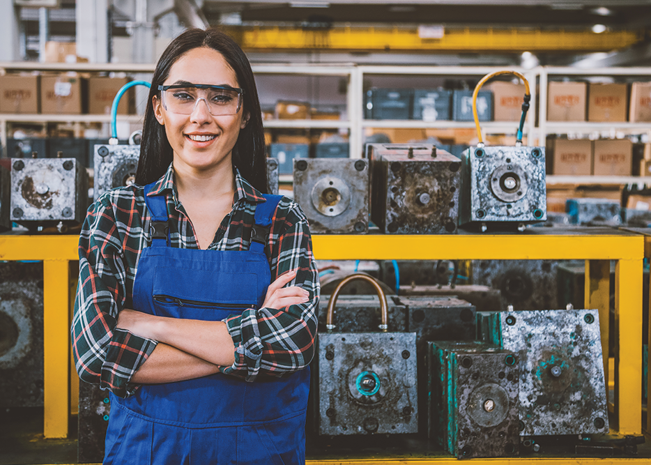 Young woman with safety glasses