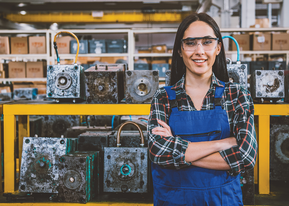 Woman with safety glasses