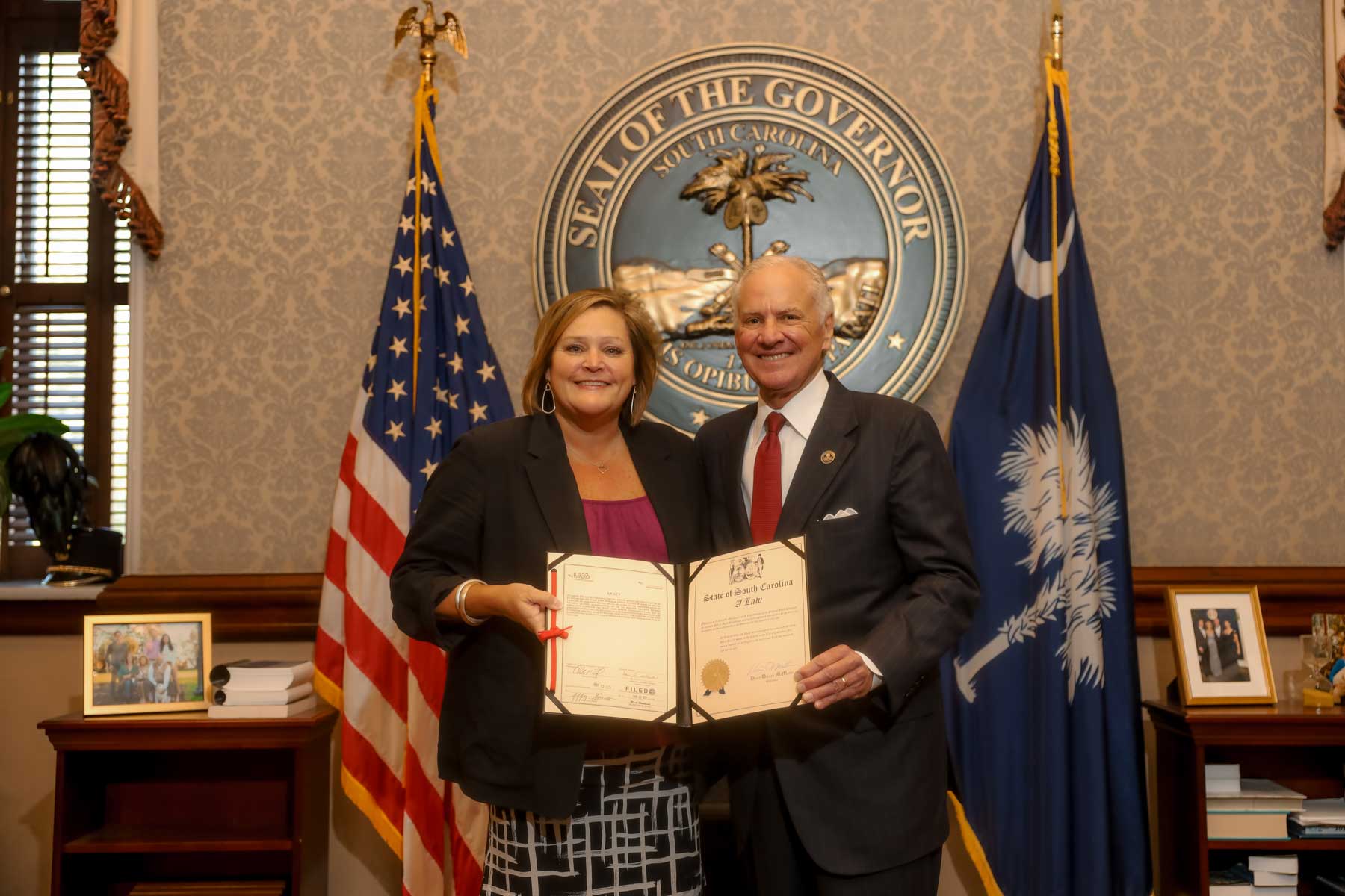 Leslie Clark and Governor Henry McMaster