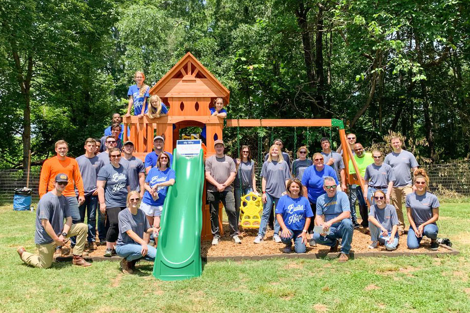 Rodgers Builders built a swing set for the Roc Solid Foundation